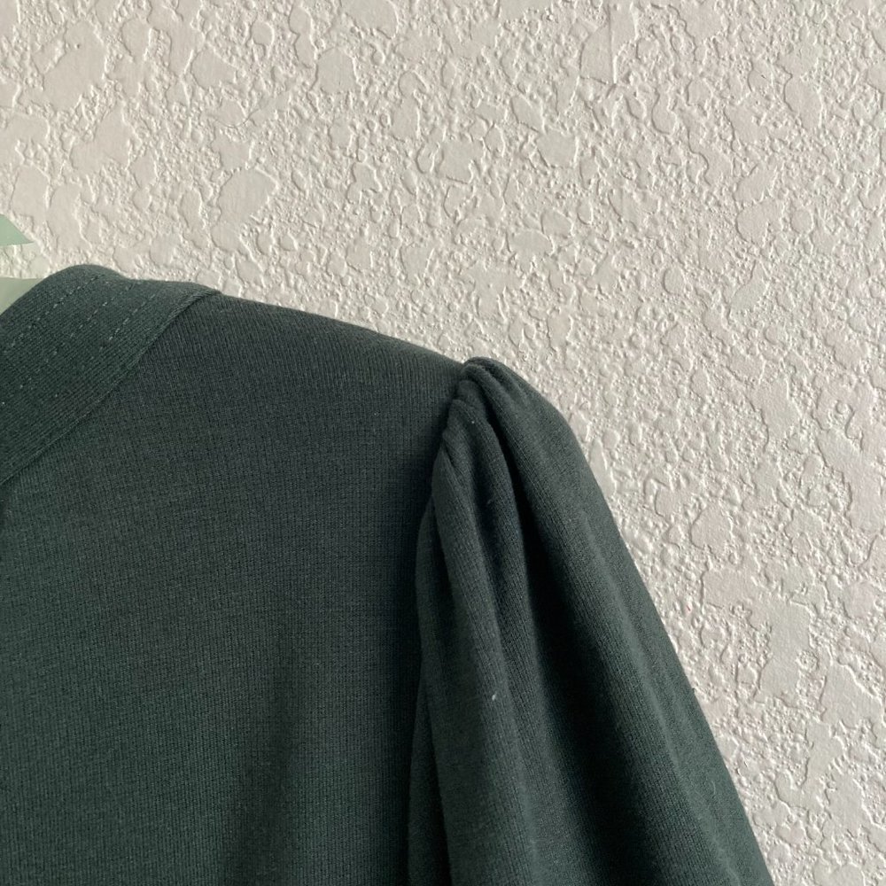 LOFT Long Botton Sleeve Dark Forest Green Dress - Picture 5 of 9